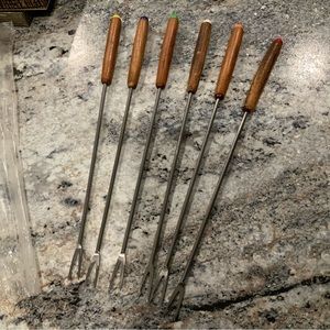 Vintage 1960’s Stainless steel Fondue forks w/ color tips